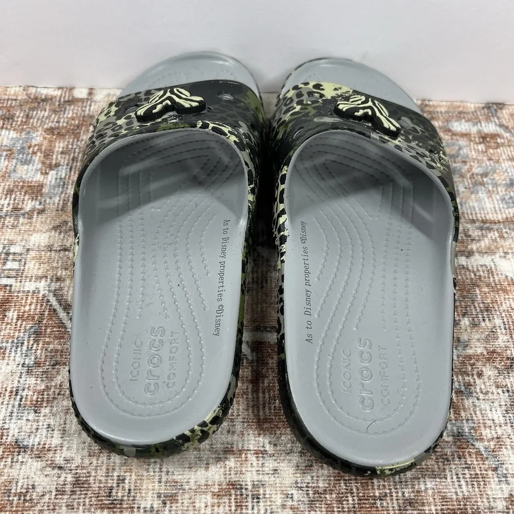 Disney Parks Crocs Slides Sandals Animal Kingdom W 7 M 6 Safari Green Black Camo